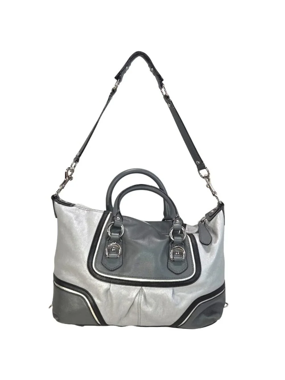 Coach 2012 Ashley Spectator 2-Way Gray Leather Satchel Bag Purse F17455